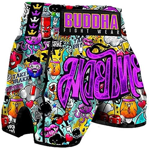 Buddha Fight Wear Muay Thai Kick Boxing Buddha Retro Zippy Trousers - Multicolour - M (110 to 132 pounds) Cover