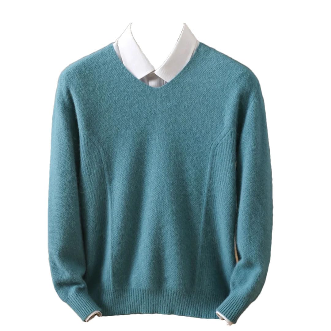 Vogrtcc Maglione di Cashmere da Uomo Pullover con Scollo A V Maglione Lavorato A Maglia Maglioni A Maniche Lunghe Top