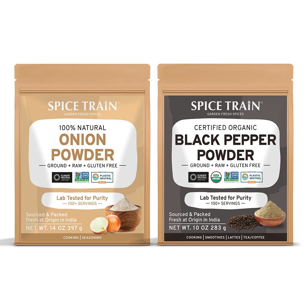 SPICE TRAIN, Onion Powder(397g) + Black Pepper Powder(283g)