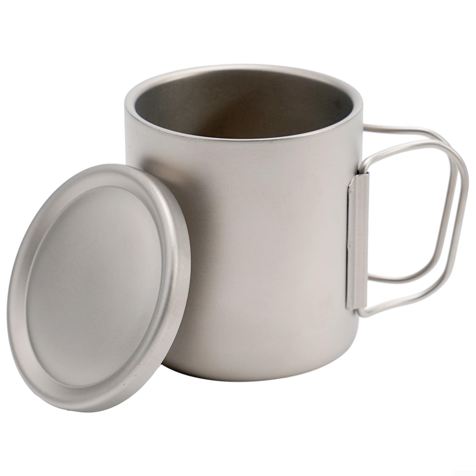 Mug isotherme en titane avec poignée - Léger - Pour le camping, la randonnée, le bureau, les voyages - 220 ml - 550 ml (sans poignées)