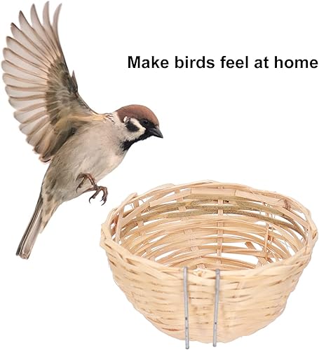 Miniatura 2 de TOPINCN 4 unids nido de pájaro, bambú hecho a mano tejiendo crianza reposo pájaro casa con gancho decoración para loros canarios
