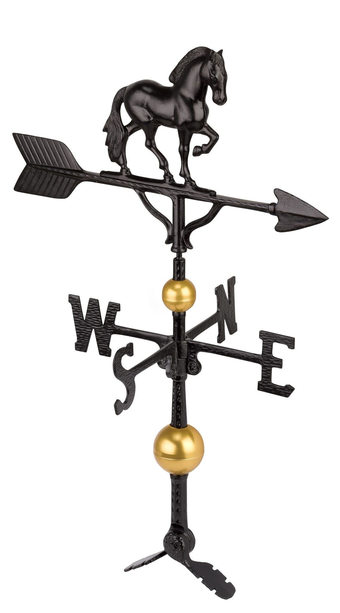 Montague Metal Products - Aluminum Deluxe 3D Horse Weathervane - Wind Vane Roof Metal Decor - Mount Included (4 to Choose from) - Hand Cast Aluminum (Black)