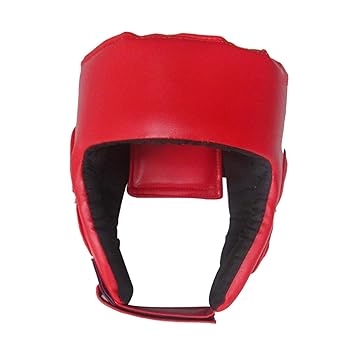 Boxing Head Guard, Red, Protective Headgear with Chin Protection, Training Equipment
