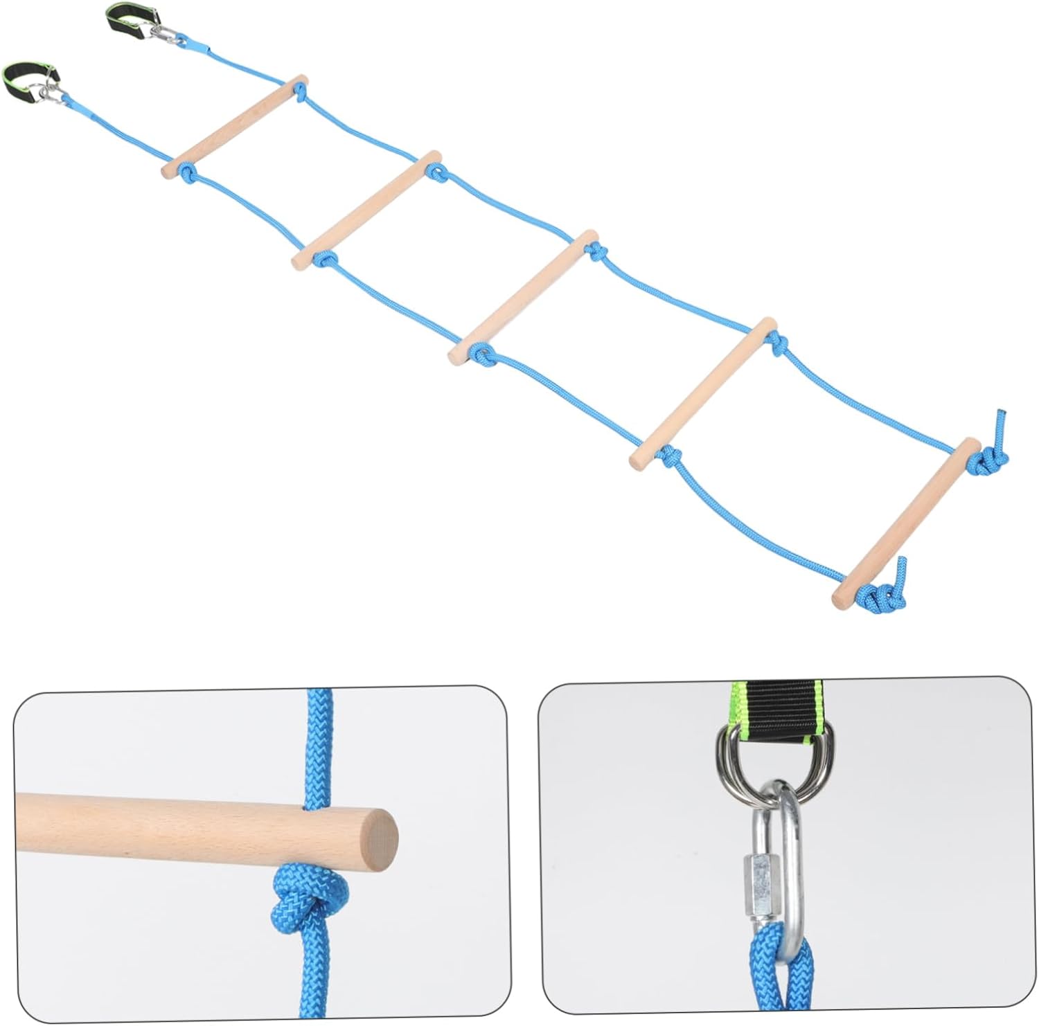 POPETPOP 1set Climbing Rope Ladder for Boys and Girls Wooden Hanging Tree Ladder for Outdoor and Indoor Play Safe Soft Rope Design for Active Fun and Motor Skill Development