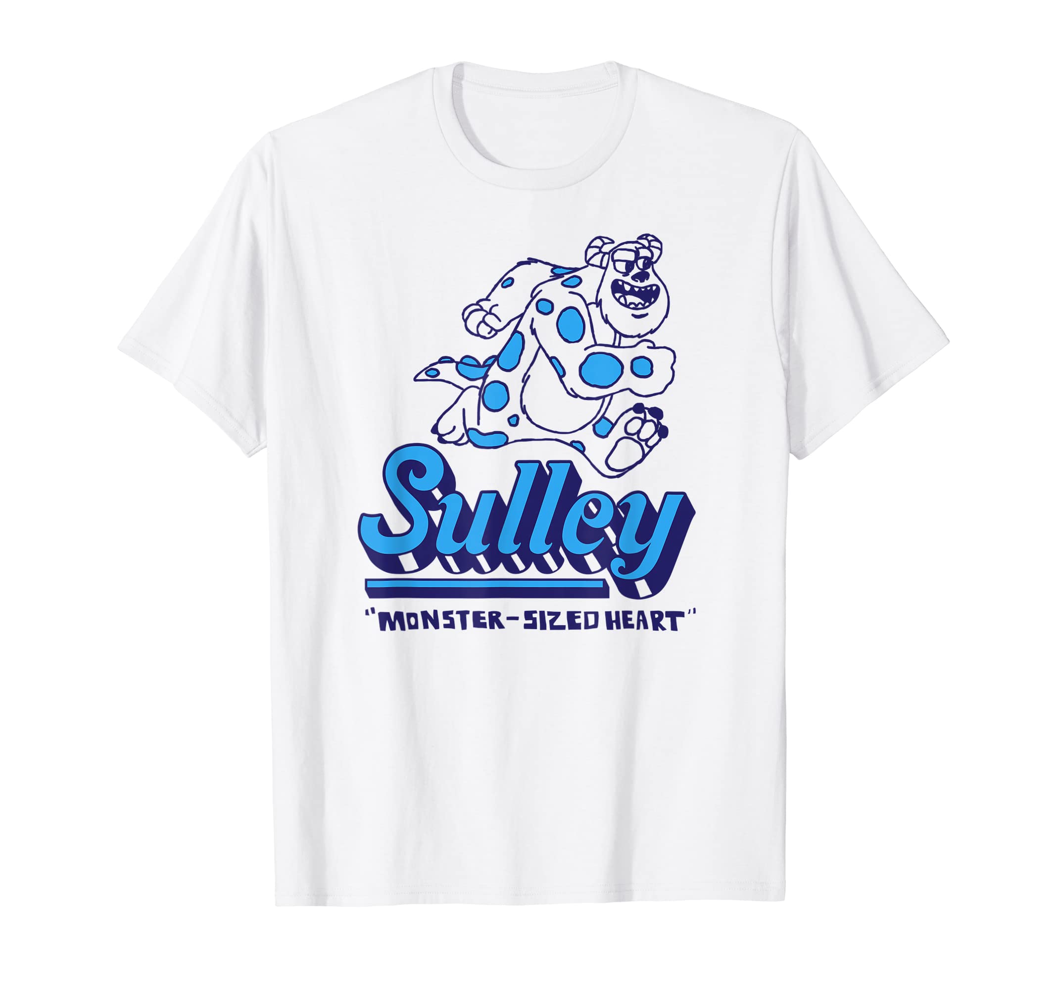 Amazon Essentials Men's Pixar Monsters, Inc. Running Sulley Monster-Sized Heart T-Shirt, White, Small