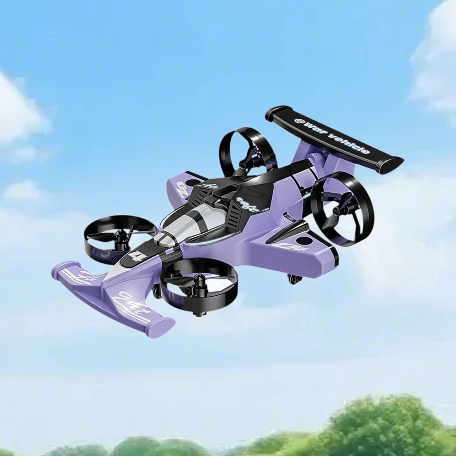 TISHITA Aeroplano Telecomandato Drone 2in1 Quadcopter RC Giocattolo Acrobatico Materiale PP Funzione Rotazione 360 Gradi per Bambini Adulti Gioco, Viola