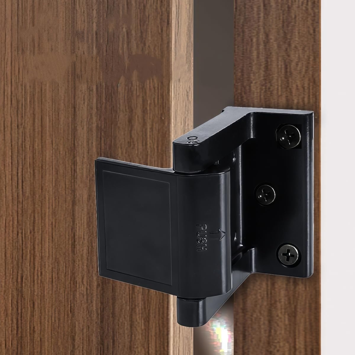 Black Door Lock Reinforcer Privacy Door Latch for，Hotel Security Door Lock ，Privacy Door Latch for in-Swinging Doors Extra High Home Door Security Lock (4 Pack)