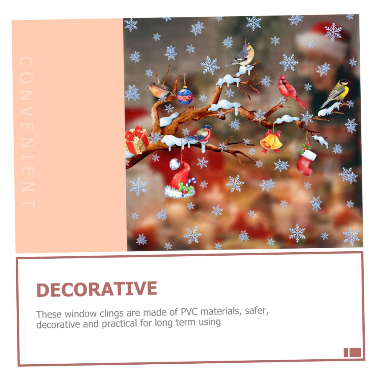 PRETYZOOM 5 Feuilles Autocollants De Fenêtre De Noël Ornements De Noël Stickers Muraux Flocon De Neige Dessin Animé Décalcomanie De Pépinière Flocons De Neige Fenêtre S'Accroche Papier