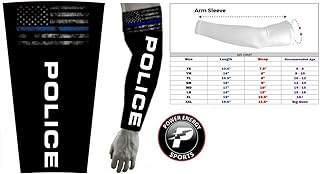 Police Blue Line Flag Sports Compression Arm Sleeve (XX-Large) P O L I C E