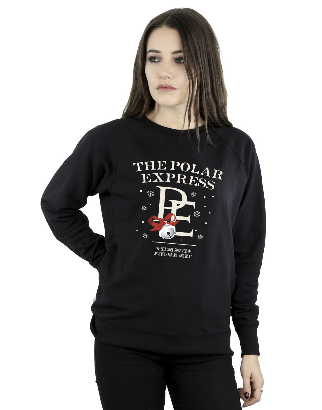 Absolute Cult Women's Black Polar Express Bell Still Ring Sweatshirt Large