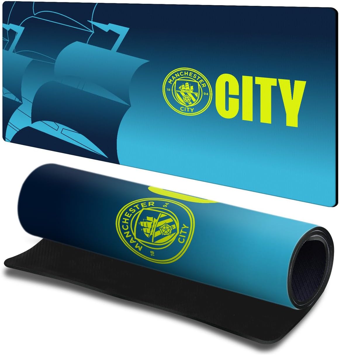 Head Case Designs Officially Licensed Manchester City Man City FC Gradient Crest Logo 23.62 x 11.81 x 0.12 inches (600 x 300 mm) - L Gaming Office Desk PC Keyboard Mouse Mat Pad