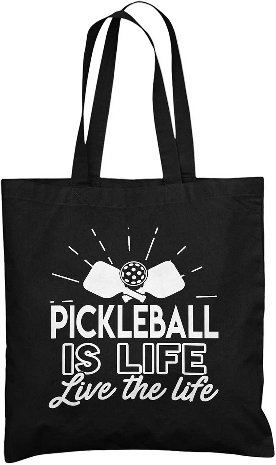 Pickleball Tote Bag, Cool Pickleball Is Life Live The Life Reusable