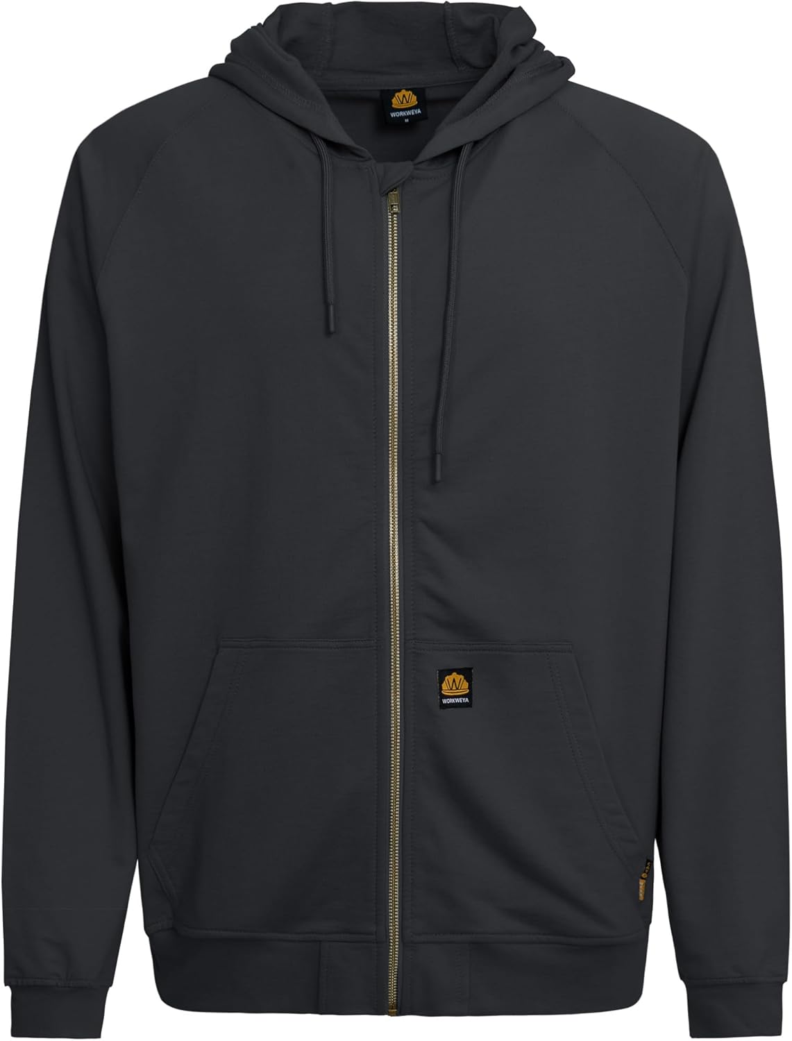 WORKWEYA Men's Zip-up FR Hoodies 7.5oz Lightweight 100% Cotton Flame Resistant Hooed Sweatshirt