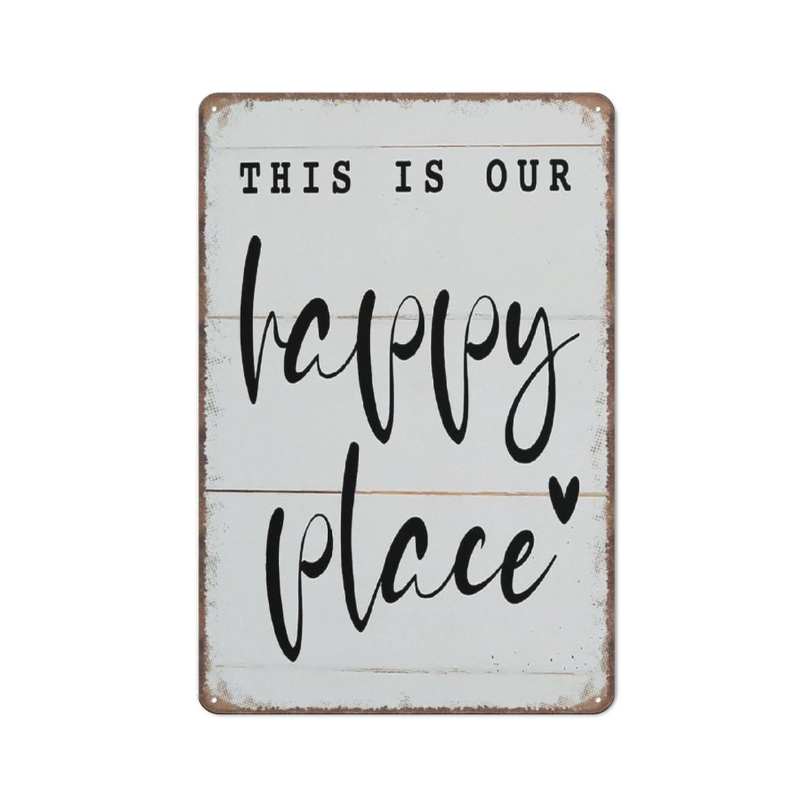 This Is Our Happy Place Rustic Sign,Farmhouse Home Decor,Funny Metal Sign Poster Wall Art For Kitchen Garden Bathroom Farm Home Coffee Decor Tin Sign,8X12 Inches