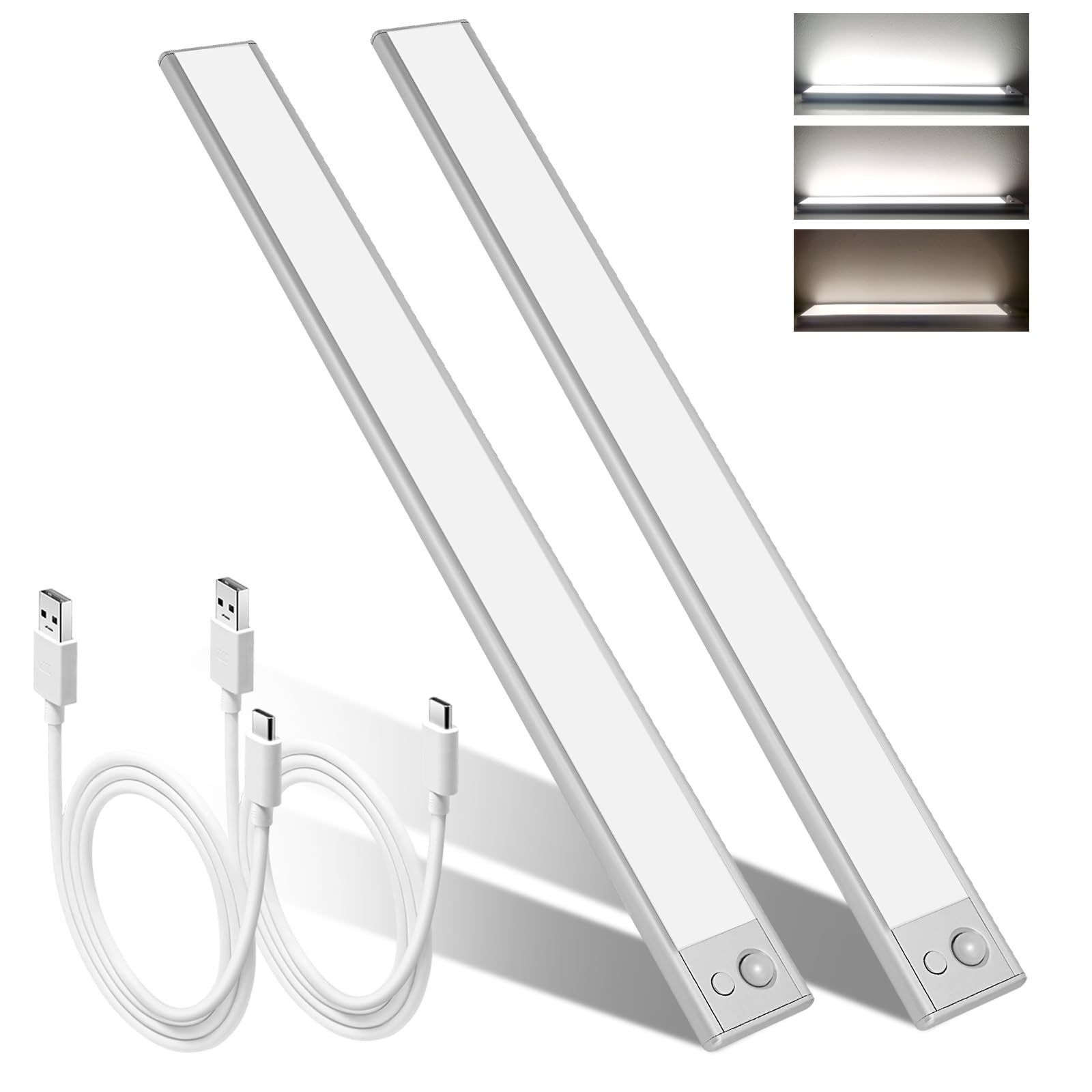 148 LED 15.7 Inch Under Cabinet Lighting Wireless,3 Color Temperatures Dimmable Closet Lights Motion Sensored,3000mAh Battery Closet Lights,Lights for Under Cabinets in Kitchen,Wardrobe,Stairs