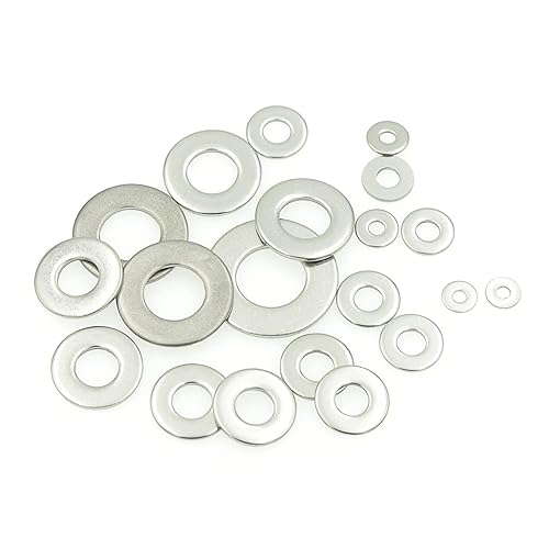 Miniatura 4 de MCMASKE 360 piezas #2 a 716 pulgadas 304 (18-8) acero inoxidable SAE arandelas planas Kit surtido, para tornillos y pernos #2#4#6#8#10#12 14" 516"