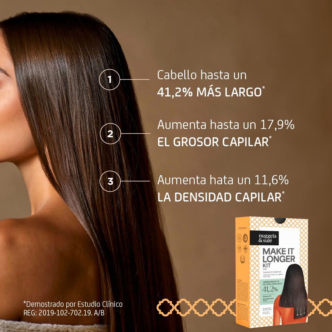 Nuggela & Sulé Make It Longer Hair Kit. Tratamiento que Acelera el Crecimiento del Cabello hasta en un 41,2%. Demostrado Mediante Estudio Clínico. 250 ml + 70 ml
