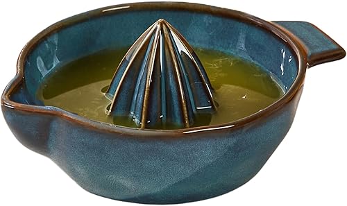 Miniatura 11 de Exprimidor manual de cerámica cítrica naranja limón exprimidor manual, exprimidor de mano con tazón de 6.8 onzas y tapa de colador, boquilla, asa,