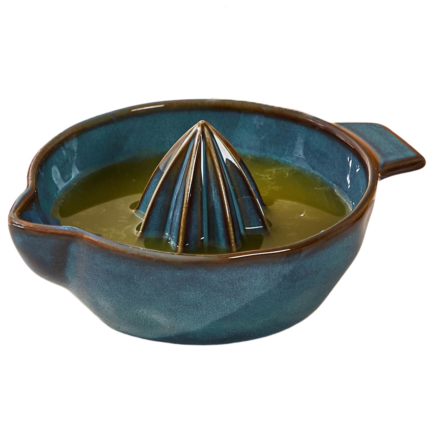 Ceramic Lemon Juicer Reamer Manual Citrus Lime Hand Squeezer Bowl with Handle and Pour Spout, Handheld, Easy to Use and Clean