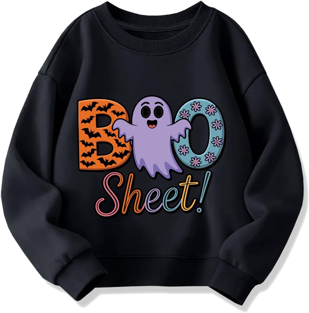 Kids Halloween Sweatshirt Girls Boys Skeleton Pumpkin Ghost Toddler Shirt Crewneck Long Sleeve Graphic Tops for 2-7T