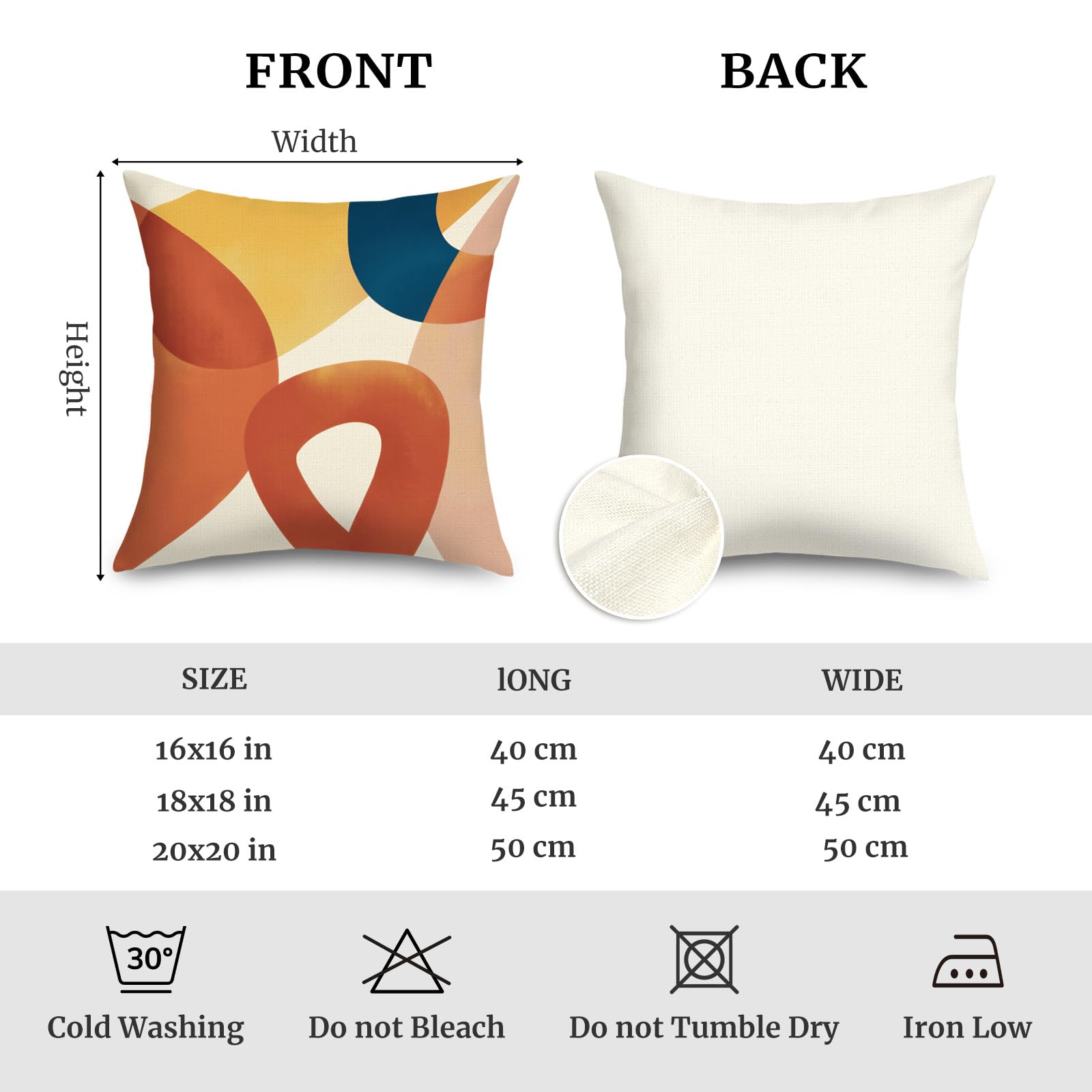 Federe per Cuscini Divano 50x50 set di 4 Boho Astratto Geometrico Arancione Moderno Federa Copri Cuscino Motivo Bohemien Federe Confezione Copricuscini Quadrati per Camera da Letto Divano