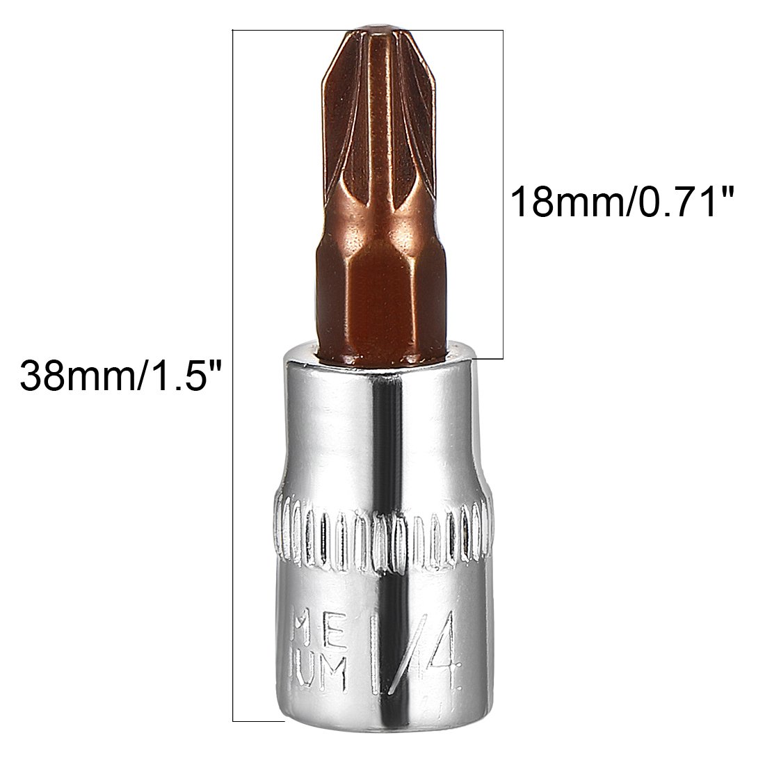 Sourcingmap 2pcs 1/4" Drive x PZ3 Bit Socket, S2 Steel Bits CR-V Sockets 1.5" Length Use with Ratchet Wrench, Slide Bar, Extension Rod - Image 4