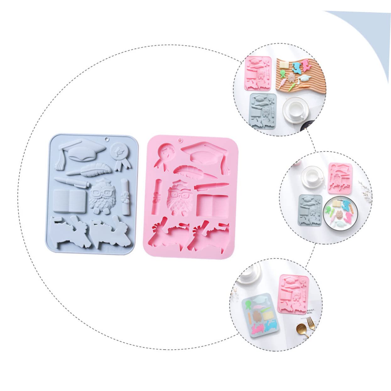 PRETYZOOM 6pièces Moules à Gâteau Silicone Moules à Jelly Pour Chocolat Et Desserts Accessoires De Pâtisserie Réutilisables Couleurs Bleu Et Rose