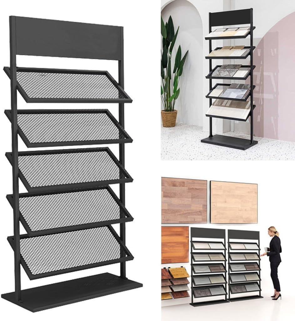 Amazon.com: OMKUOSYA 5-Tier Metal Ceramic Tile Display Rack, Building ...