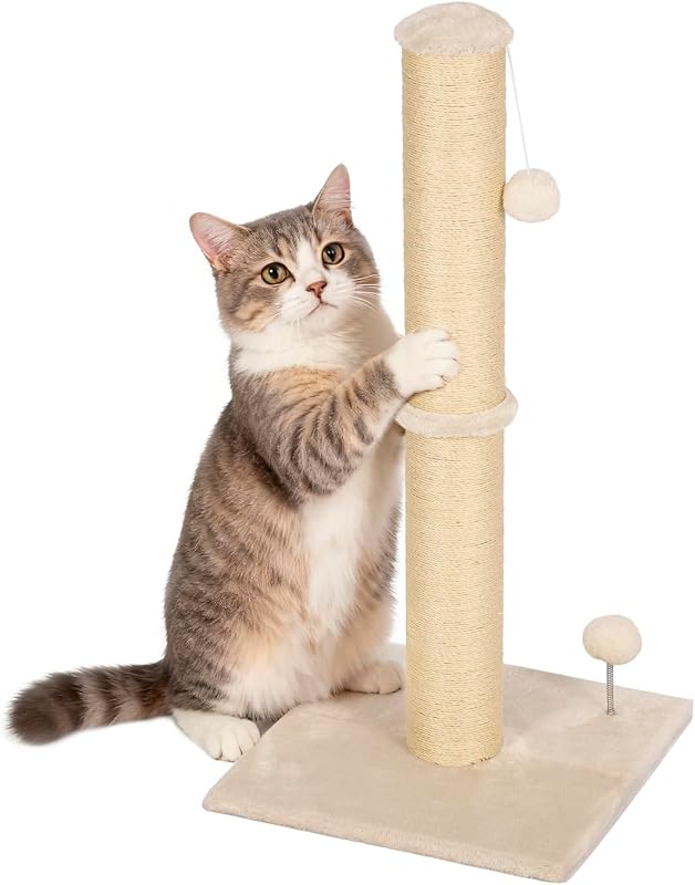 Arranhador para Gatos FDW com Corda de Sisal Natural e Bolas Penduradas, 83,82 cm