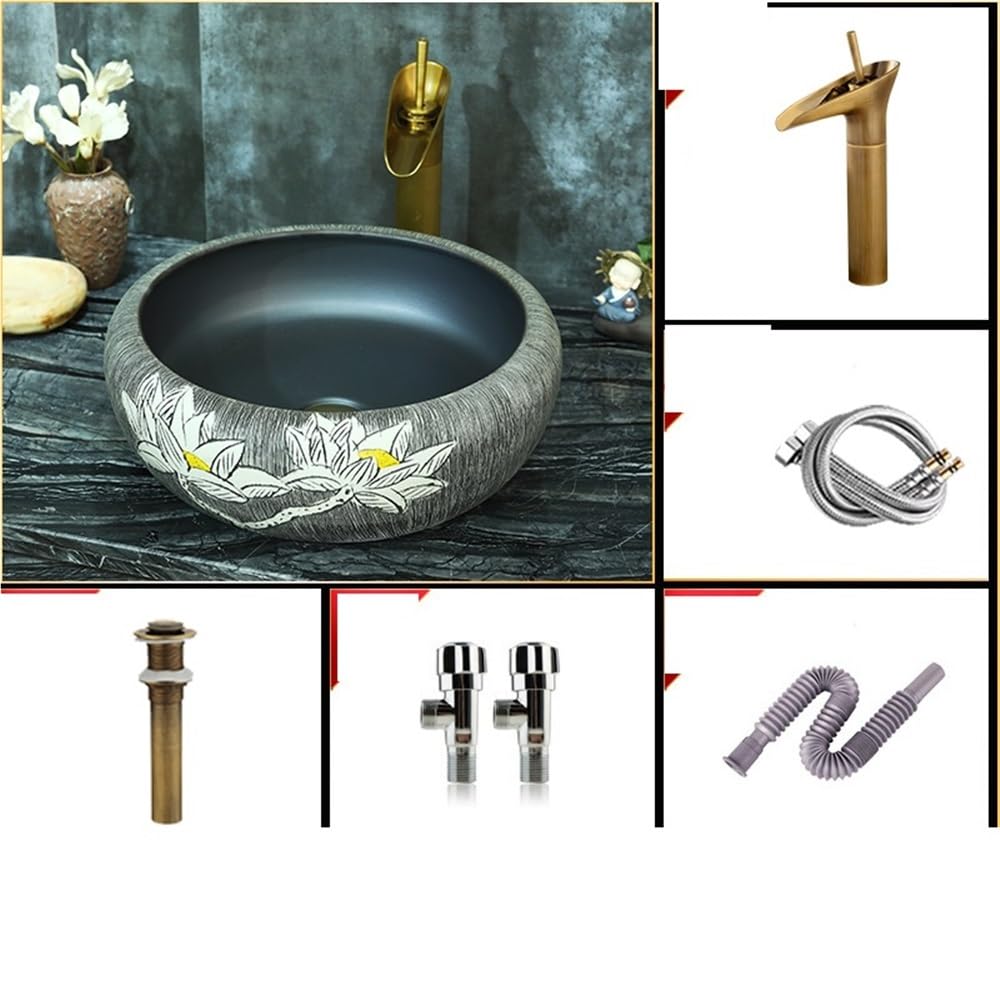 Lavabo da appoggio Retro Art Above Counter Basin Light Luxury Jingdezhen