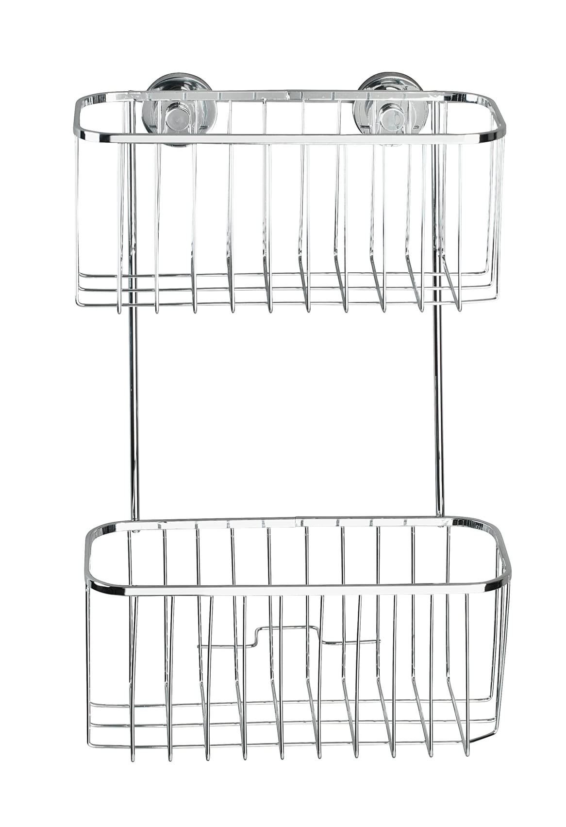 WENKO Power-Loc® portaoggetti da parete a 2 piani in acciaio inox Bovino, Acciaio inossidabile, 22.5 x 35 x 12 cm, Lucido