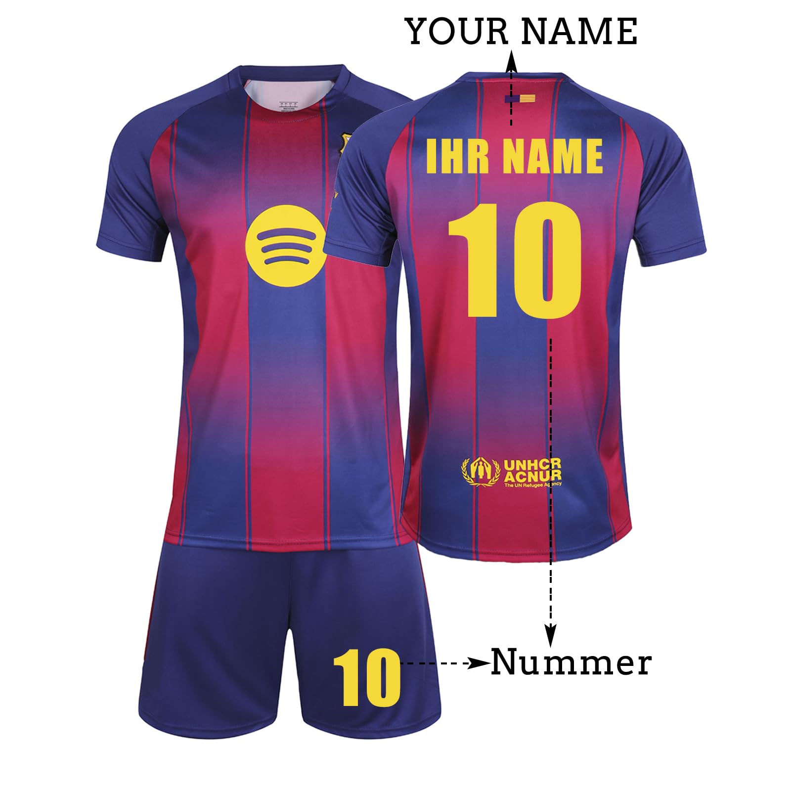 Personalisiertes Barca Heimstil 25/26 Trikot Fußballtrikot für Kinder Erwachsene Fussball Jersey Football Trikots mit Name Nummer