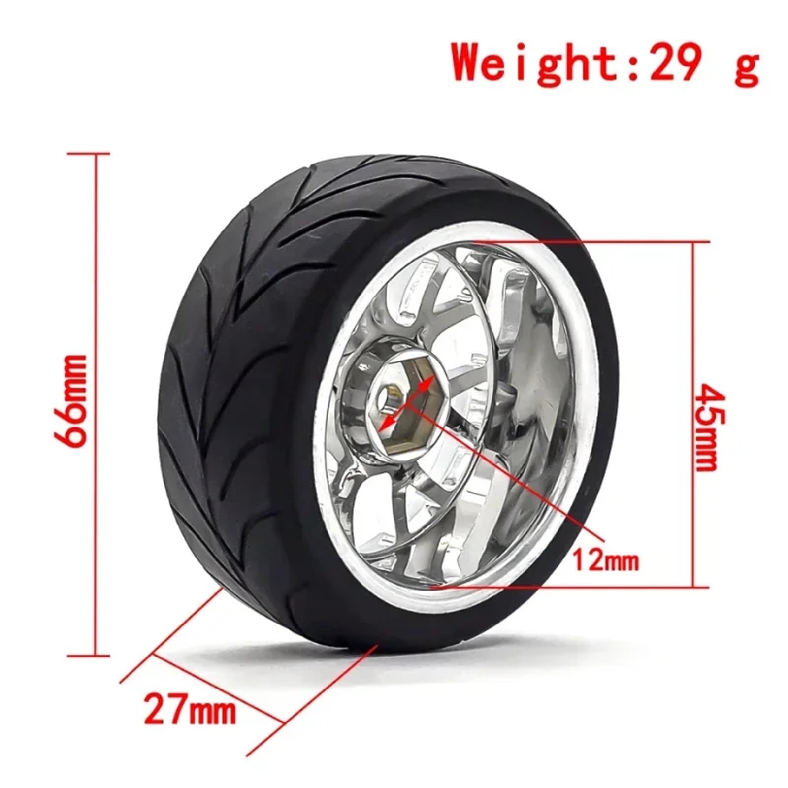Composants ModèLe Rc pour Redcat pour Hpi pour Tamiya pour Hsp 144001 94123 94122 CS 1/10 Rc Dépasser Voiture Tourisme 4 Pièces 66mm sur Pneus Route Jantes 12mm Moyeu Hexagonal
