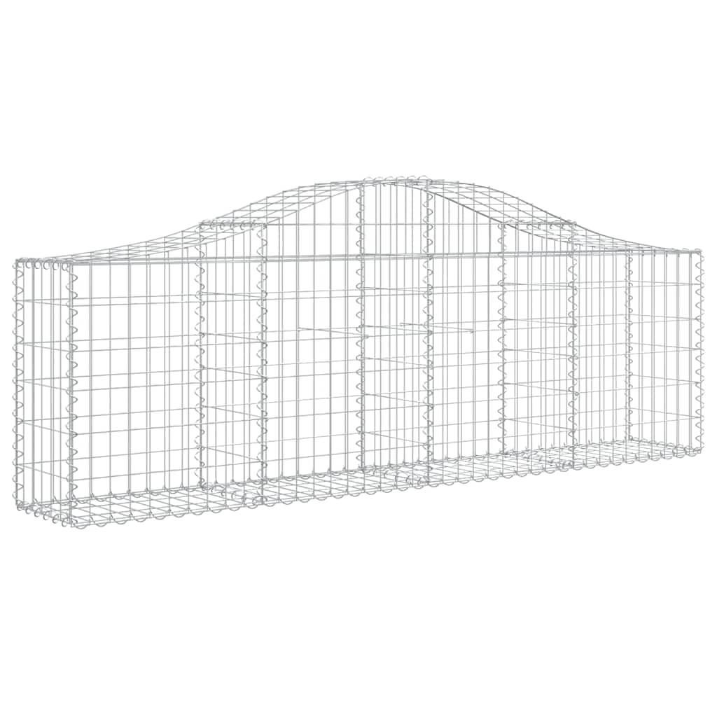 Gaviones con arco alto, 200 x 30 x 60/80 cm, hierro galvanizado, 2 unidades | Paredes arqueadas de alambre de 3,5 mm para patio y patio trasero. Incluye gancho de conexión reforzado.