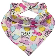 Easter Dog Bandanas, Chillin with My P-ps Dog Scarfs for Boy and Girl, Adjustable Pet Scarves for Small Medium Large Dogs Happy Easter, Small