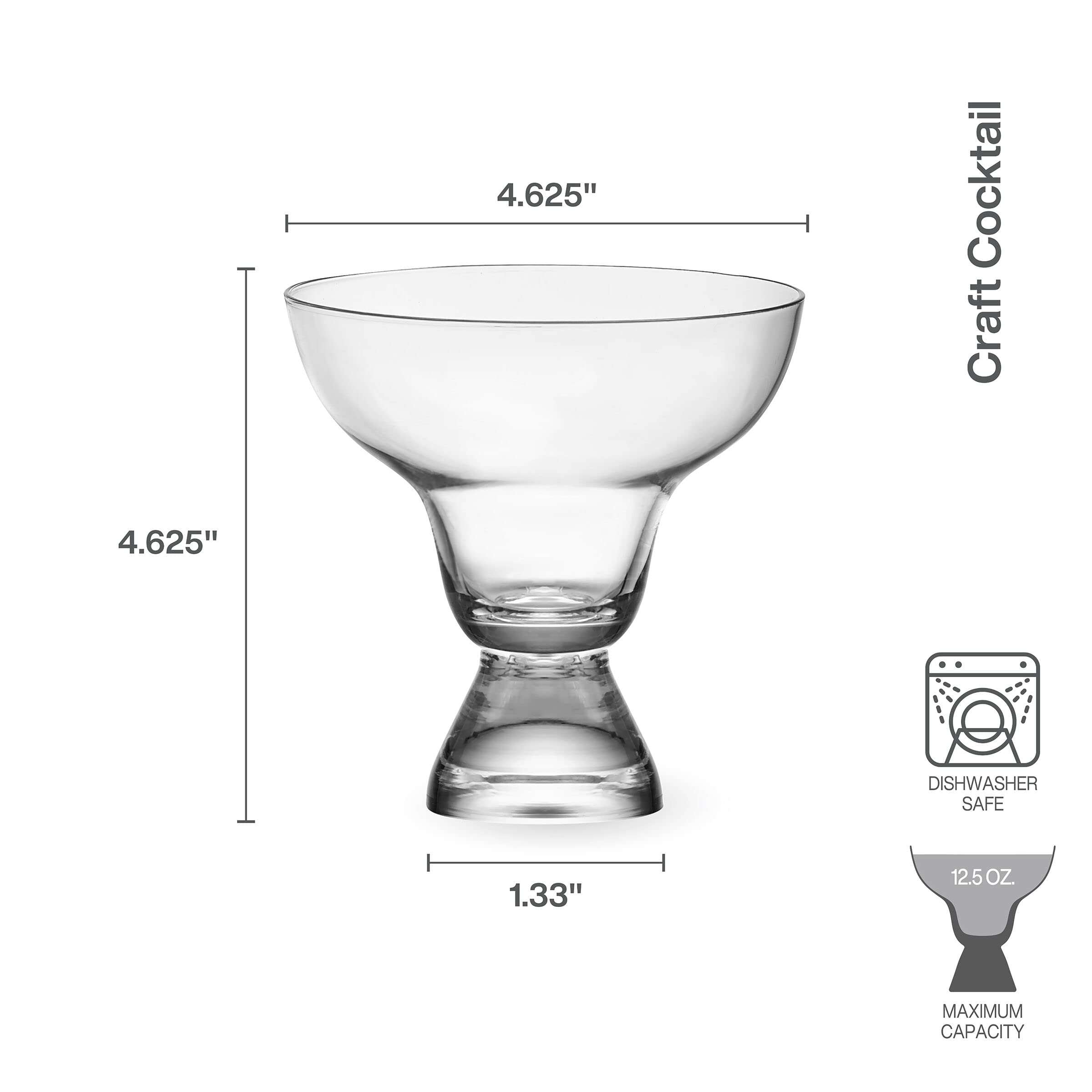 MIKASA Craft Cocktail - Juego de 4 vasos de margarita sin tallo, 12.5 onzas, transparente