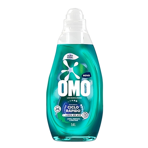 Lava-Roupas Líquido Omo Ciclo Rápido Ação Total Frasco 1,4l