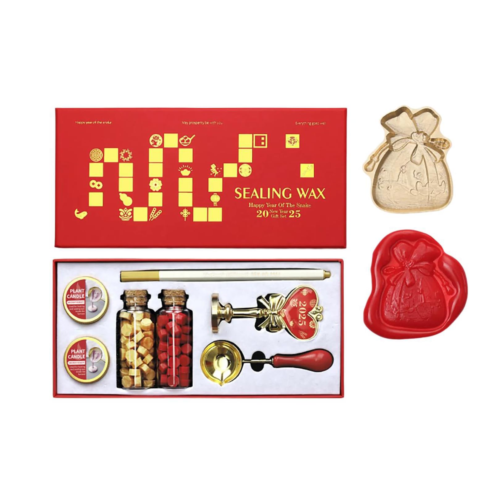 Yhplxyuus Year of the Snake Themed Seal Stamp Seal Beads Melting Spoon and Set for Envelope Card Party Invitation Decorative Envelope
