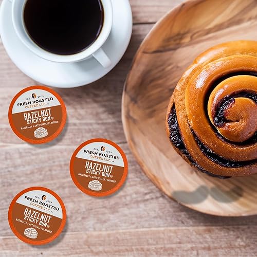 Miniatura 2 de Fresh Roasted Coffee, Bollo adhesivo de avellana, cápsulas de café saborizadas, compatible con K-Cup, 24 unidades