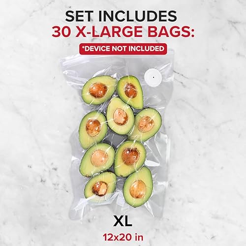 Miniatura 2 de Chef Preserve Bolsas reutilizables selladoras al vacío para alimentos  30 bolsas grandes sin BPA XL (12 x 20 pulgadas), para almacenamiento de