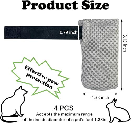 Miniatura 2 de 4 guantes para gatos para evitar arañazos, zapatos de malla transpirable para gatos, guantes ajustables antiarañazos para gatos, adecuados para