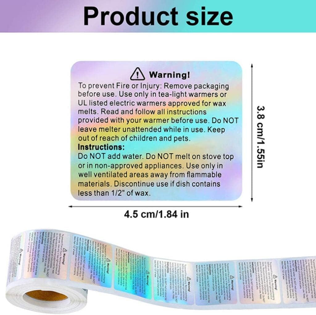 600 PCS Wax Melt Warning Labels, Safety Stickers for Candle Jars, Tins, Containers - Making Supplies, 1.8 x 1.5 Inches