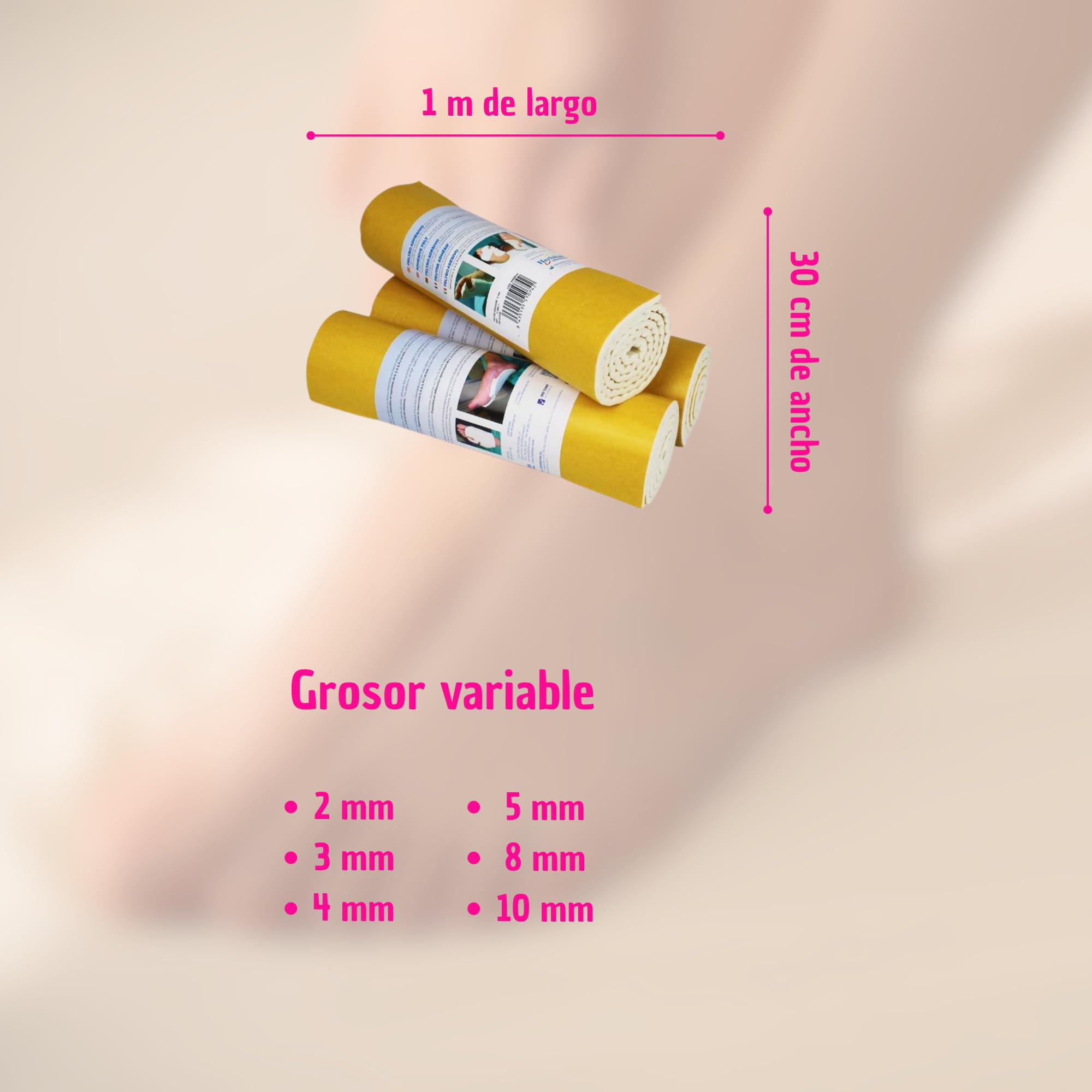Fieltro Adhesivo Podológico Herbitas 5mm Protección Plantar Antirozaduras Recortable Autoadhesivo 1 Unidad