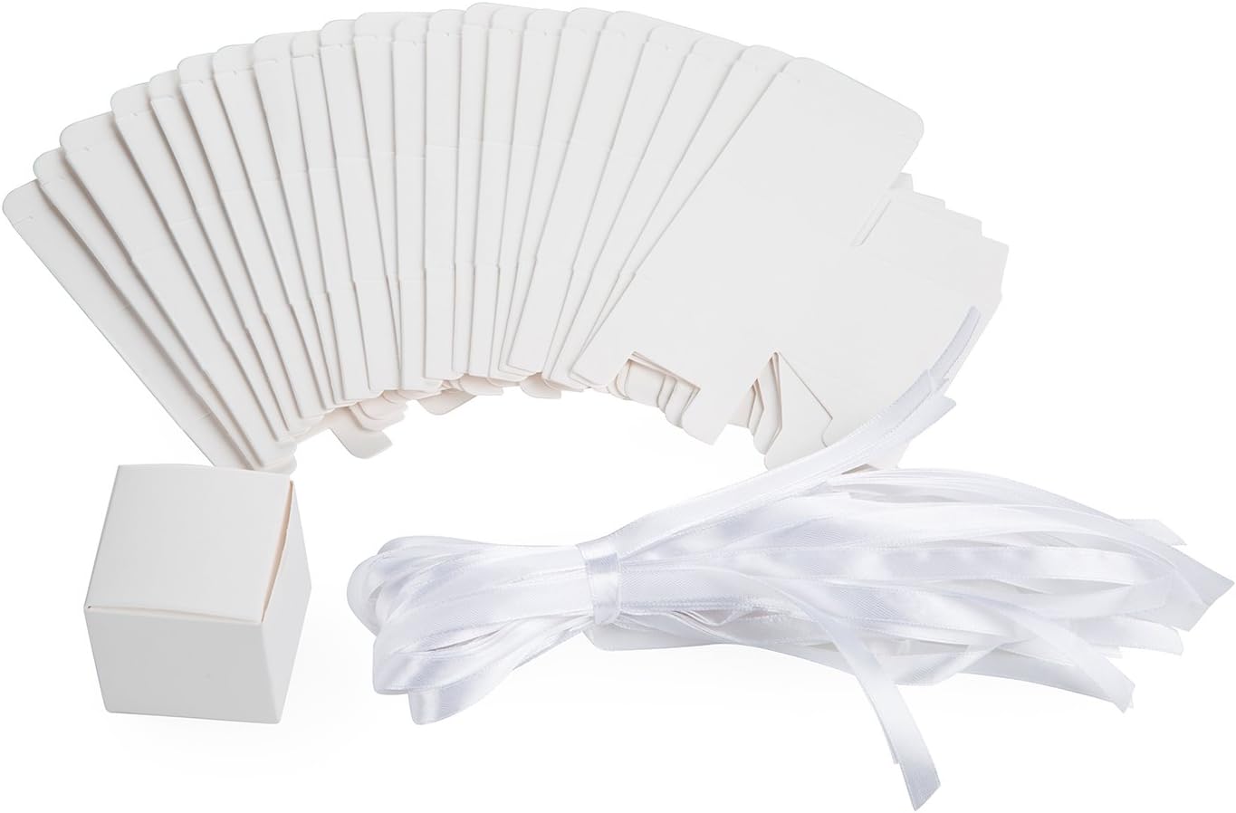 Amazon Crazy 🔥 Deals AWELL White Gift Candy Box Bulk 2x2x2 inches with White Ribbon Party Favor Box,Pack of 50