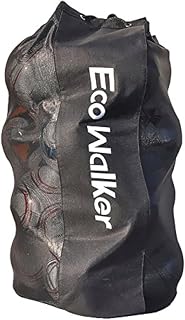 Eco Walker Large Capacity Ball Bag - Holds 16 Soccer Balls, Heavy Duty Mesh Drawstring with Adjustable Strap & Padded Handle