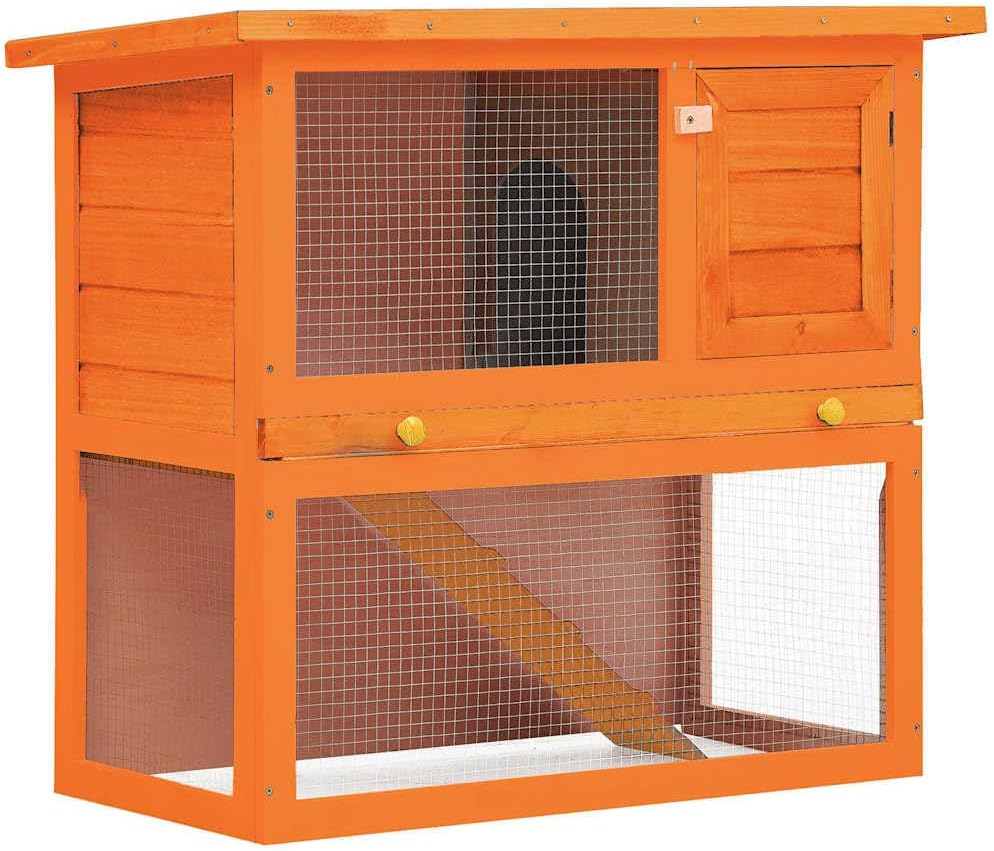 vidaXL Clapier 1 Porte Bois Cage Extérieure pour Lapin Animaux Enclos à Lapin — vue 2