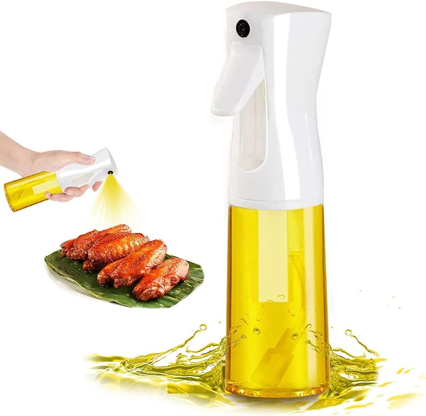 Oil Sprayer for Cooking,Wolii 200ML Oil Sprayer Mister Bottle with Large Spout for Multiple Oils,Kitchen Gadgets Accessories Olive Oil Spray for Cooking,Barbecue,Salad and Air Fryer(White)