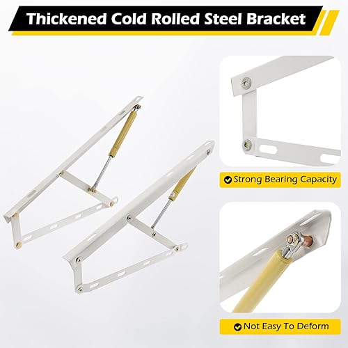 Miniatura 8 de Dyna-Living Black & White Bed Lift Mechanism 2.03FT Hydraulic Bed Lift Kit 22kg48.5lbs Load Capacity Pneumatic Gas Spring Bed Lift