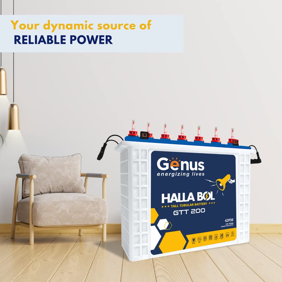 Image of Genus 165Ah Inverter Battery - Gtt200 Hallabol Tall Tubular With 72-Month Warranty - Best Choice For Big Home, Office & Shops - Recyclable