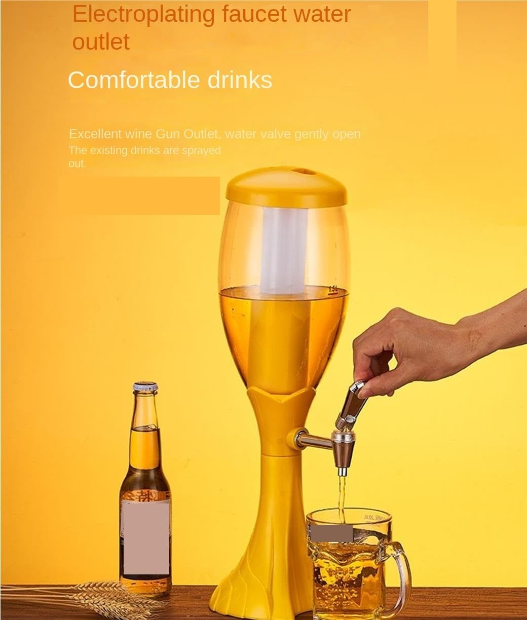 Distributeur de Boissons Beer Tower avec Robinet et Tube à Glace 3 L (Bleu)